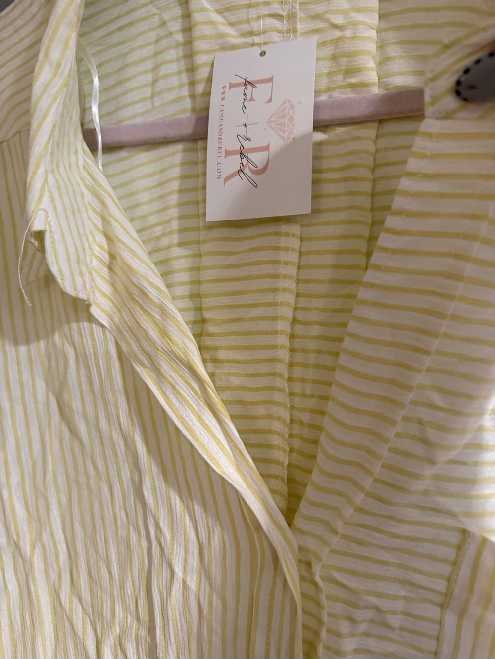 Mustard Seed Pale Yellow Striped Button-Down Blouse - Picture 7 of 7